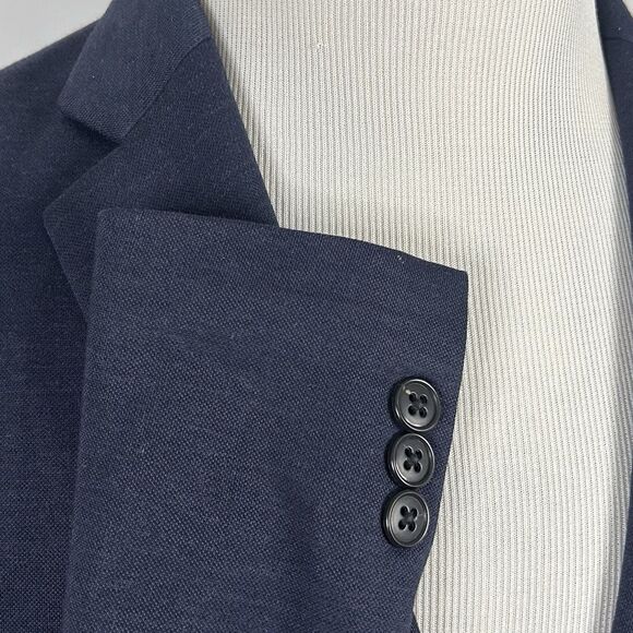 Uniqlo Medium Slim Fit Sport Coat Navy Blue Cotton Blend Two Button Vented - Picture 5 of 6